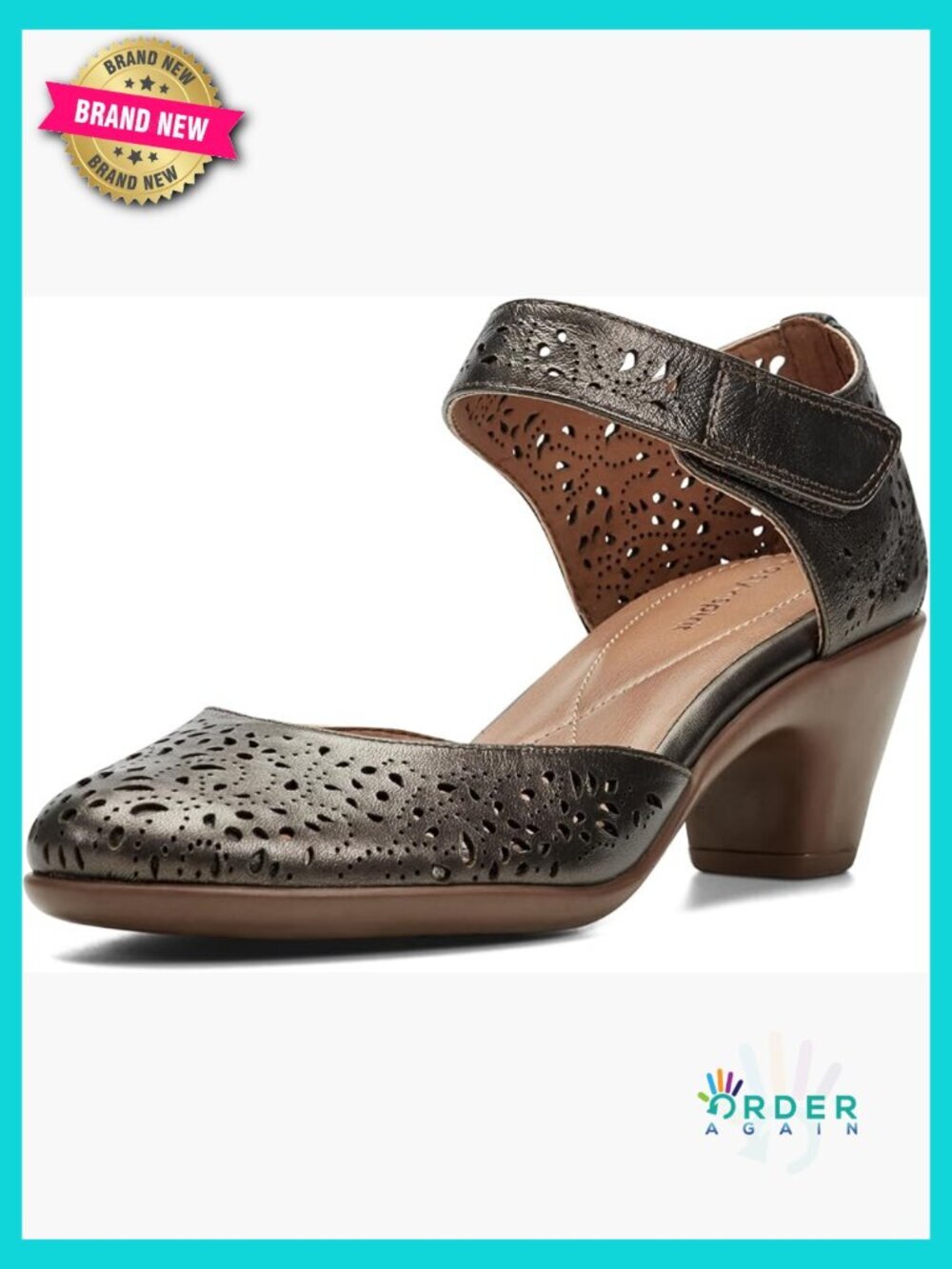 Mary Jane Pump Classic Block Heel Comfortable Work Shoes Easy Hook & Loop